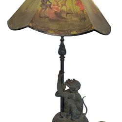 VINTAGE LARGE BRONZE  MONKEY LAMP 