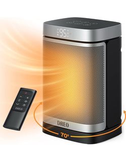 DREO Space Heater, 1500W Portable Electric Heaters for Indoor Use, PTC Ceramic Heater for Office with Remote, Thermostat, 70°Oscillation, 12H Timer, 5