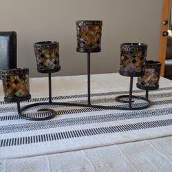 Mosaic Candle Votive Tealight Tiered Holder 15"