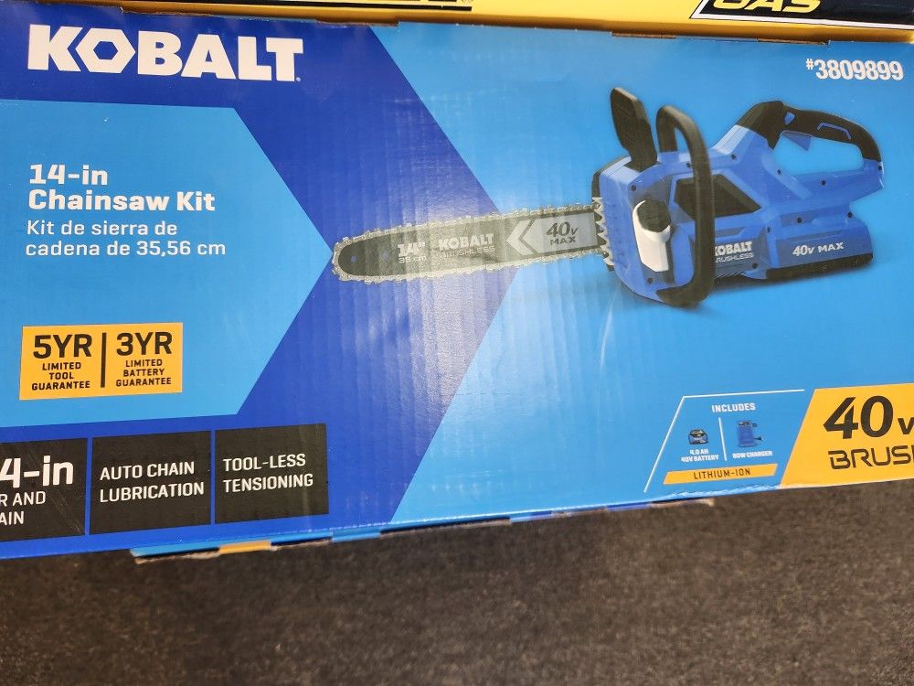 Kobalt Gen4 Battery Powered Chain Saw. Batt Incl