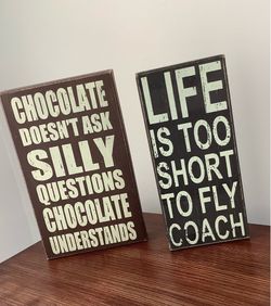Decorative Wood Box Signs / Art for Wall or Shelves