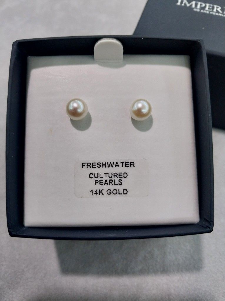 14k Gold Pearl Earrings Wedding