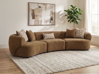 Modern Brown Curved Sectional Sofa