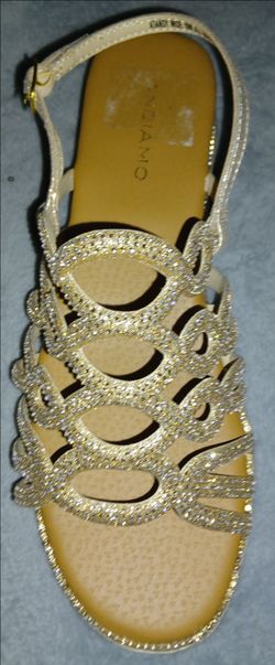 Women's Andiamo Atandy Gold Rhinestone And Glitter Slingback Sandals Size 10W