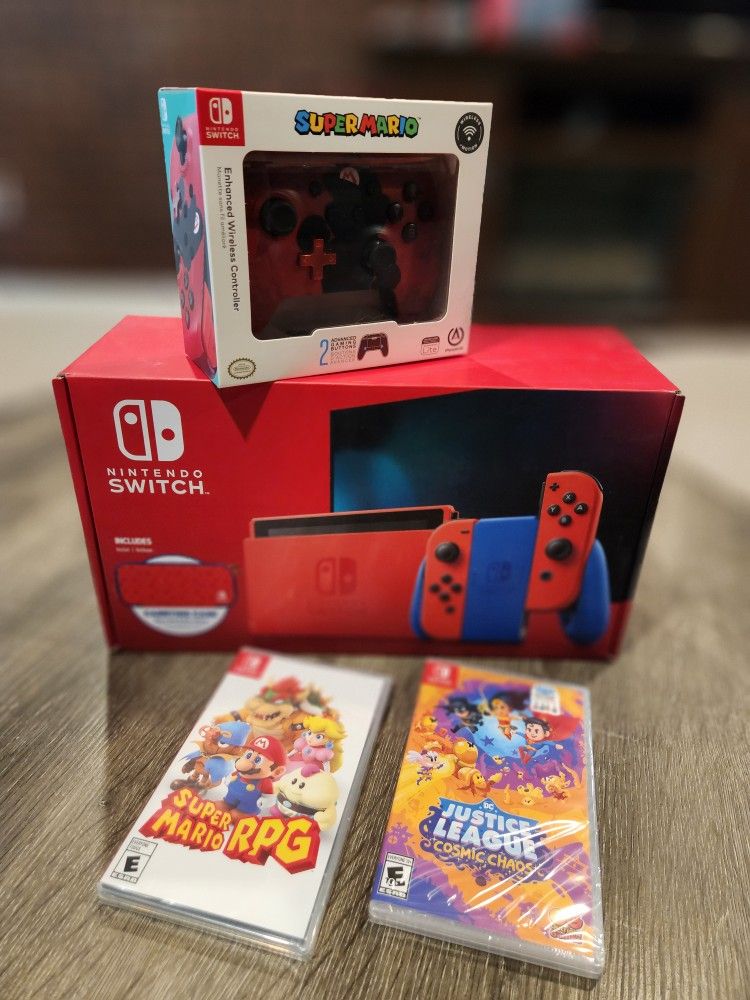 Nintendo Switch Red And Blue Super Mario Special Edition Bundle (Brand New)