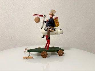 Traditional German Stork Rider Folk Art Pull Toy