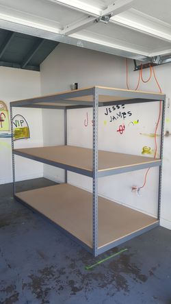 Boltless 3 Tier Shelving 96 in W x 36 in D Heavy Duty Storage Rack And Beams Similar to Uline Stronger Than Homedepot Lowes And Costco Delivery Availa