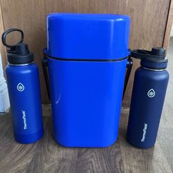 Vintage Decor Wine Cooler Carrier BLUE lock top 2 Bottle BYO Insulated MOMA 