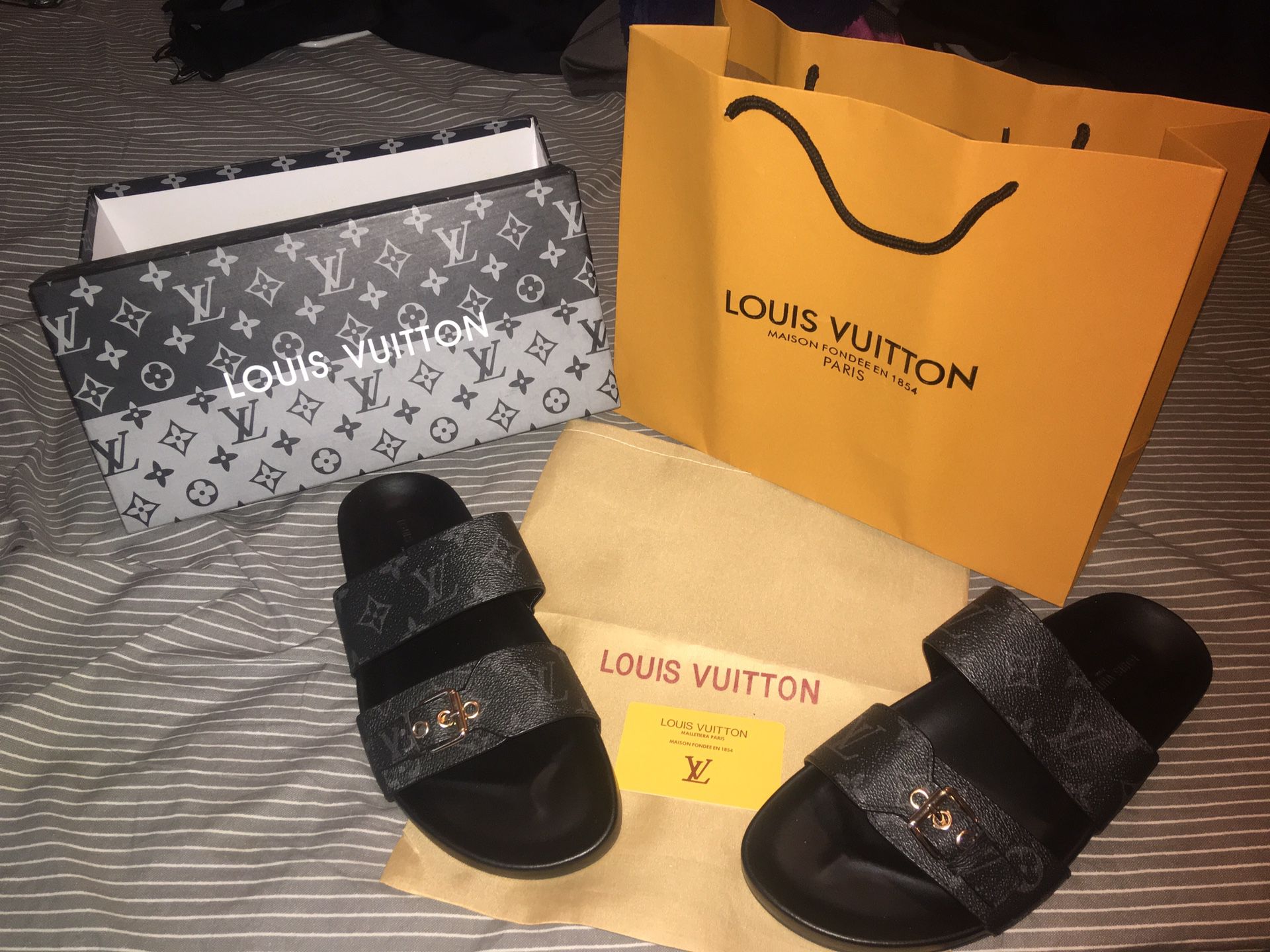 Louis Vuitton Black Monogram Leather Mirabeau Mule Sandals Size 43