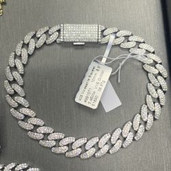 Silver Cuban Links Bracelets With VVS Mz 