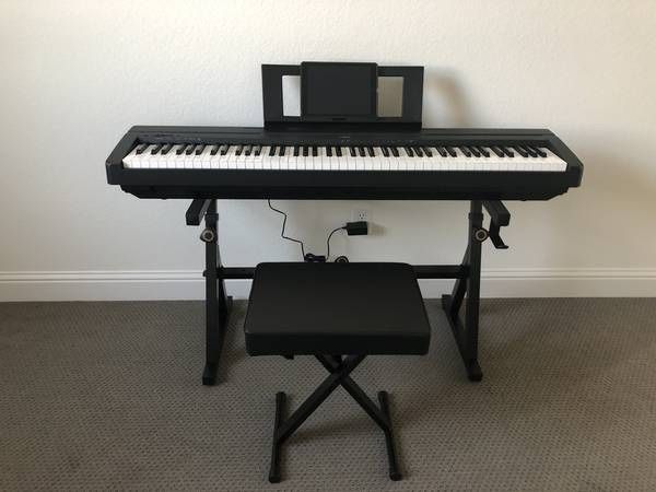 Yamaha P71 88-Key Weighted Digital Piano + Stand + Stool, Case