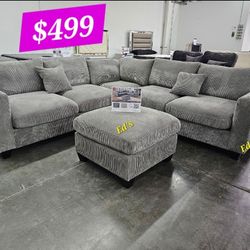 BRAND NEW 4PCS SECTIONAL SOFA SET WITH OTTOMAN AND ACCENT PILLOW INCLUDED $499+tax