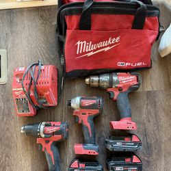 Milwaukee M18 Tool Bundle – Drill, Impact, Batteries, Bag