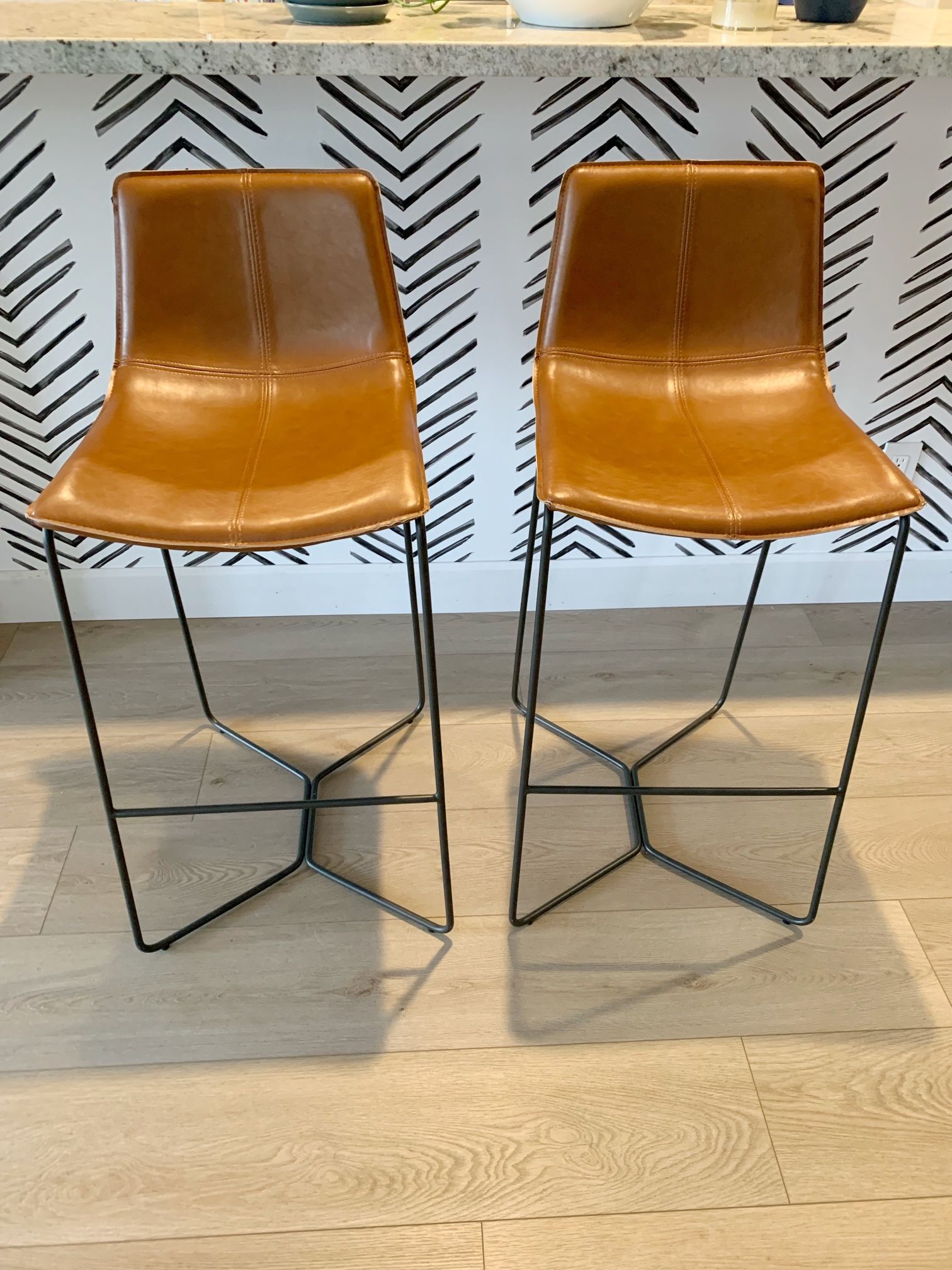West Elm Slope Bar stools Vegan Leather