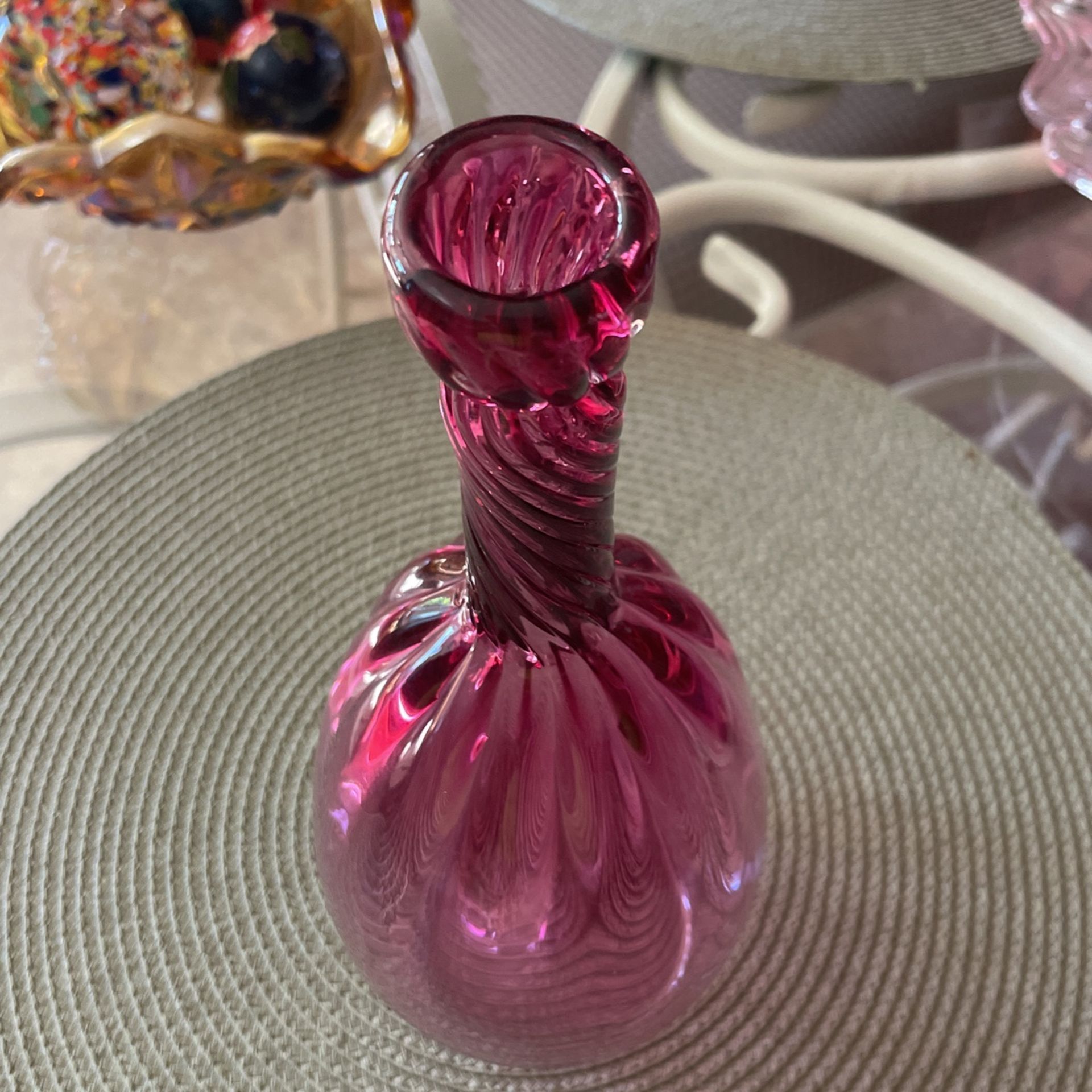 Blown Glass Cranberry Vase