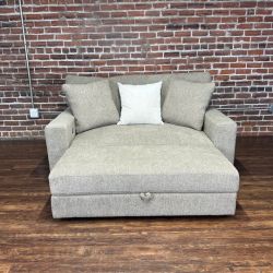 Delivery Available brown oversized lounge chair w storage ottoman