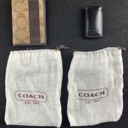 NEW Men Coach F74564 Brown Leather Wallet Billfold & Coach Leather Black Magnetic Money Clip