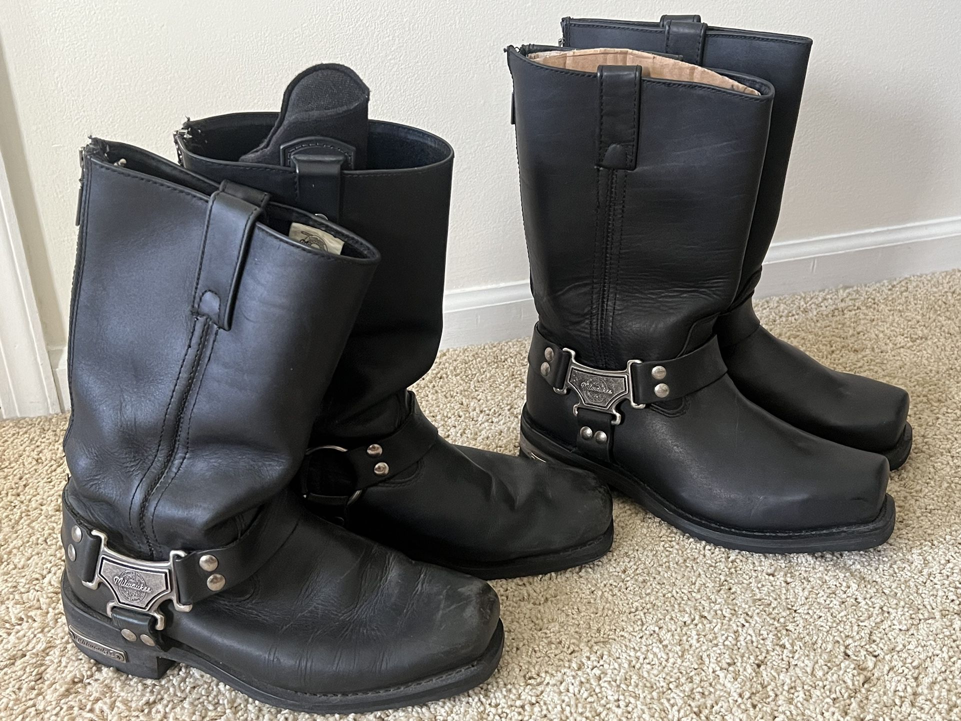 Milwaukee Leather Square Toe Harness Boots