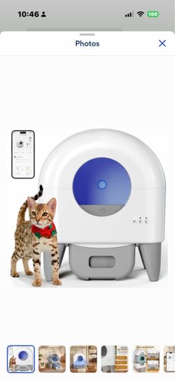 Fumoi Automatic Self Cleaning Cat Litter Box with 2 Roll Garbage Bags, Grey
