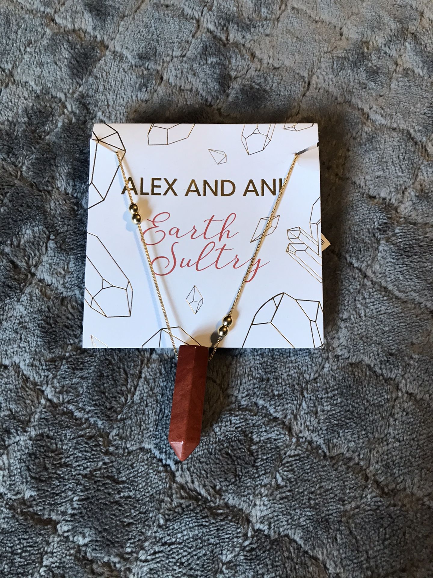 NWT Alex and Ani Red Jasper Pendant Station Bead Necklace