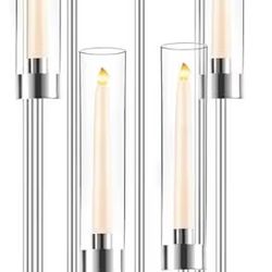 Large Floor Candelabra Centerpiece, 8-arm Floor Candle Holder Set with Acrylic Shades for LED Candles, Metal Pillar Candelabra Candlestick Holders for