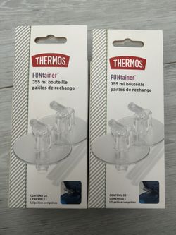 THERMOS FUNtainer 12 Ounce Insulated Kids Water Bottle Replacement Straws, 4 Straws Of