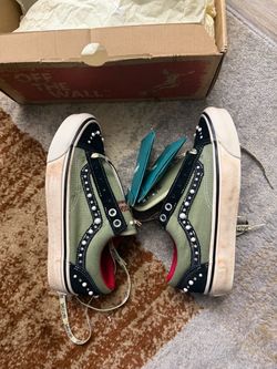 Vans OTW x Satoshi Nakamoto Olive and Black Pearl-Trim Slip-On Sneakers (RARE) Size us 6
