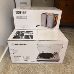 Audio-Technica AT-LP120XUSB Turntable and Edifier R1280T Speakers