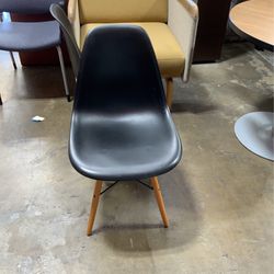Black Plastic Chair With Wooden Legs