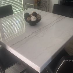 Marble Dinning Table!  Leather Chairs Included