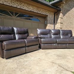 Leather Electric Reclining Set. Sofa And Loveseat.
