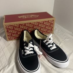Vans Authentic Black Canvas White Lace Sneakers Men’s 5.5 Women’s 7 New w/ Box