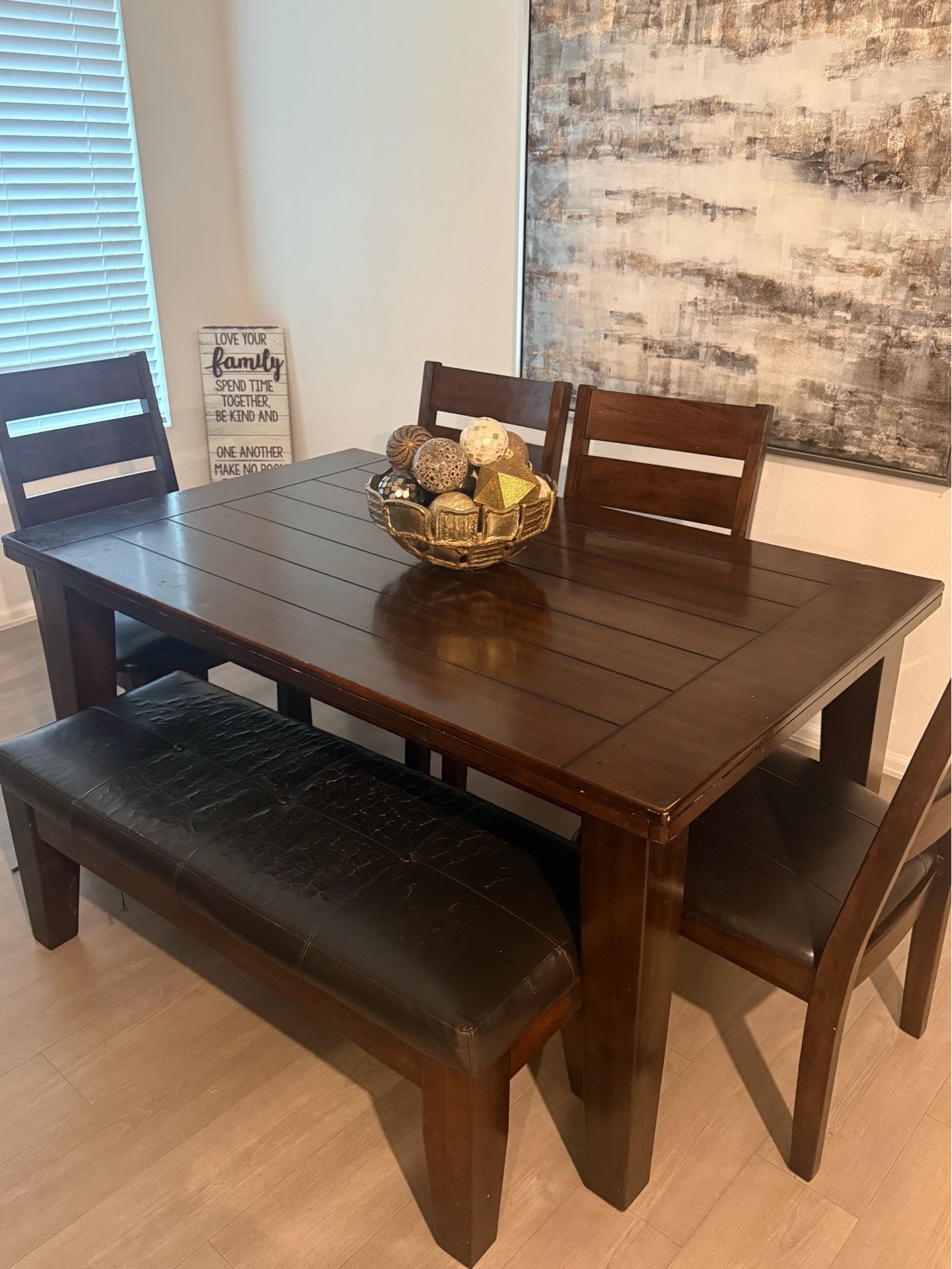 6 piece kitchen table-Ashley Furniture-Espresso