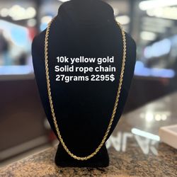 10k Solid Gold Rope Chain 27 G
