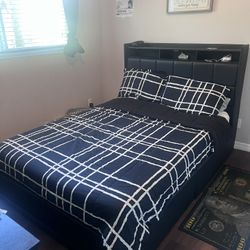 Full size Black Bed With LED headboard 