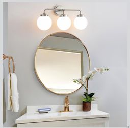 Bathroom Light Fixture 22.4in 3-Light Brushed Nickel Vanity Light for Mirror Bathroom Lighting