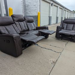 Reclining Leather Sofa And Recliner