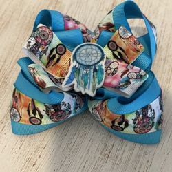5” Blue Dream Catcher Hair Bow 