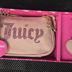 NWT Juicy Couture Purse Velour Mini Taffy With Wristlet And  Mirror  