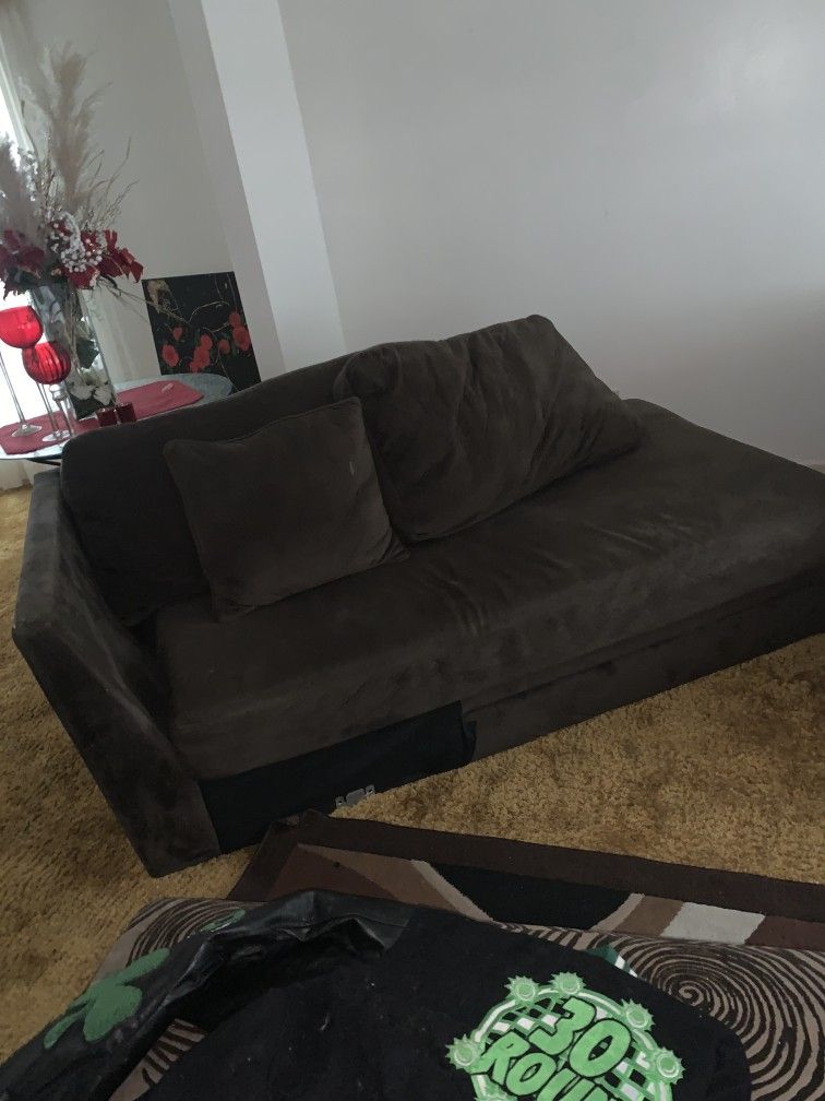 Brown Sectional With A Circle And Square Couch 