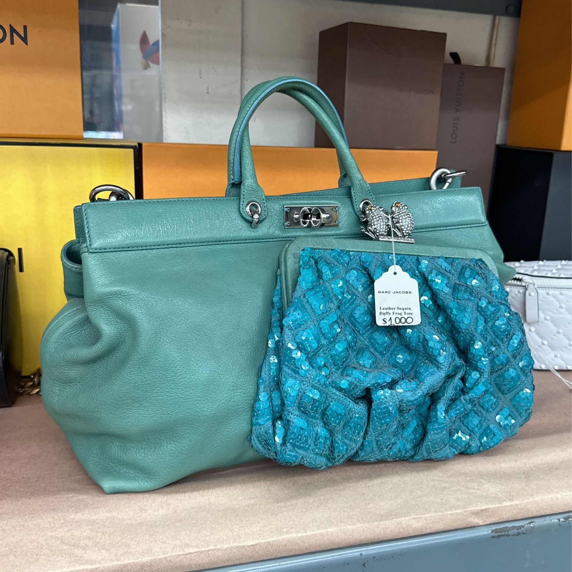 Marc Jacobs Leather Sequin Duffy Frog Tote Bag