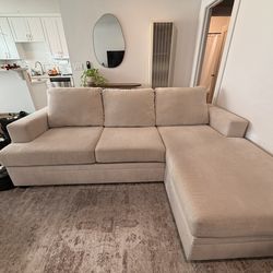 Bonaterra Sand Beige 97” Sofa with Reversible Chaise – Living Spaces