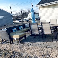 Large Outdoor Patio Furniture Set – Sectional + Dining Table & Chairs