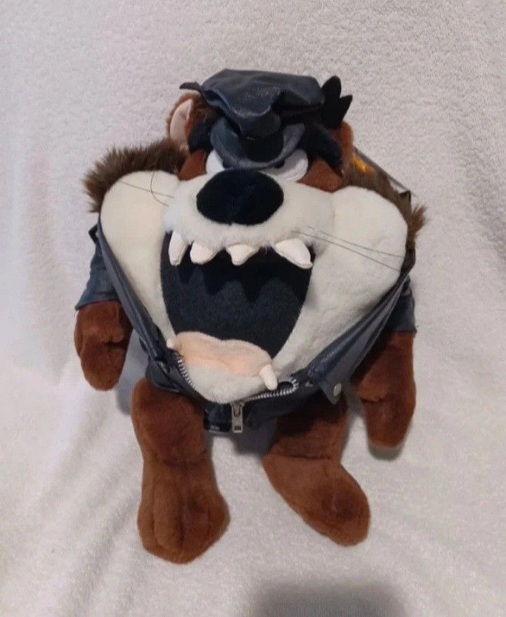 Vintage Looney tunes tasmanian devil acme genuine biker plush