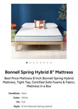 FULL size  8 in Spring Hybrid Mattress