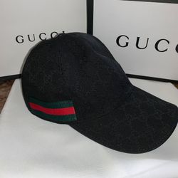 Gg Black Monogram Hat 