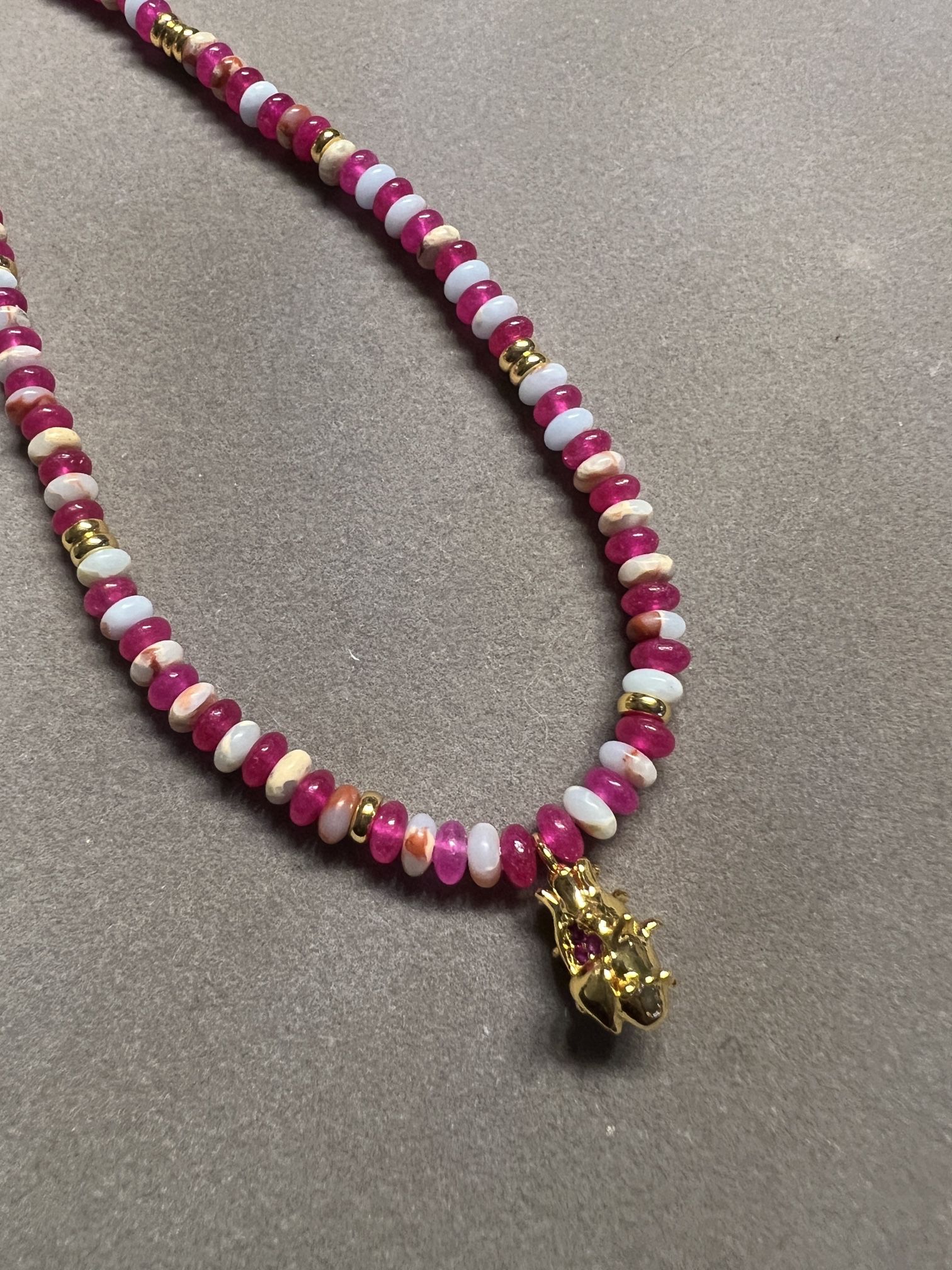Natural stone dragon fruit necklace