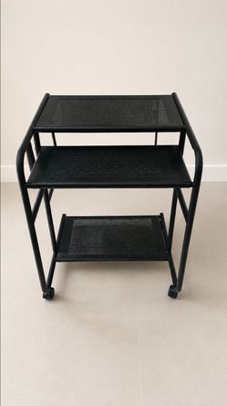 Rolling Computer Workstation Cart w/ Keyboard Shelf & Locking Wheels