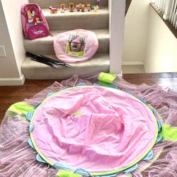 Princess Tent With Lights, Castle Play Set And Backpack ($40 For All)
