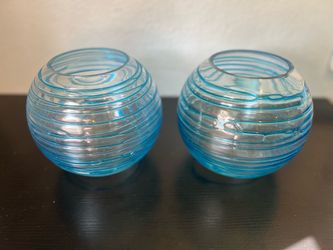 Blue round vases, bowls decorative or candy dish